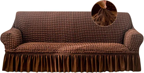 Vista 26 de Jeloris Funda Protectora Elástica para Sofá de Dos Plazas de Fácil Ajuste con Falda, Protector de Muebles Universal Duradero Lavable de Alta Beige