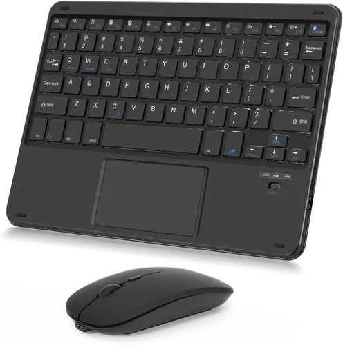 Vista 11 de Combo de teclado y mouse inalámbricos, teclado y mouse Bluetooth recargables con retroiluminación de 7 colores y receptor USB inalámbrico de 2.4