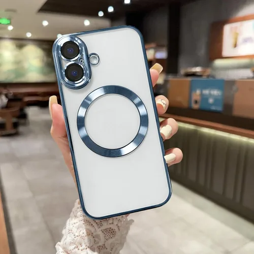 Vista 45 de Funda magnética transparente compatible con iPhone 11, lujosa funda MagSafe transparente a prueba de golpes con protector completo de lente