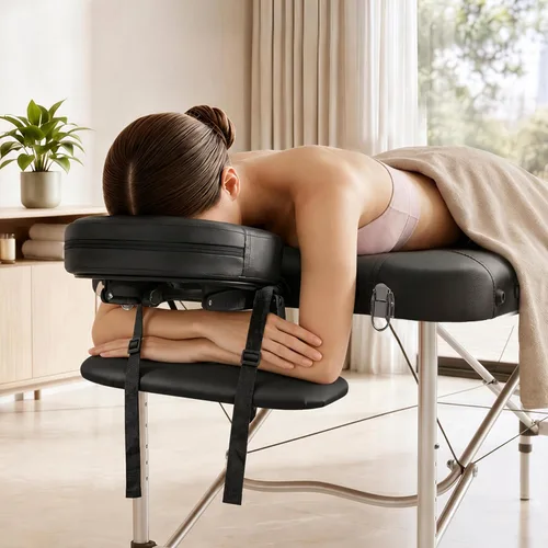 Vista 2 de Yaheetech Mesa de masaje plegable portátil Cama de tatuaje ajustable para Negro