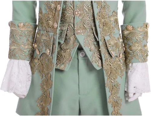 Vista 3 de Disfraz victoriano para hombre, disfraz rococó, chaqueta, chaleco de príncipe cosplay de Halloween