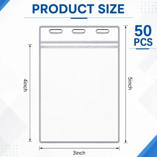 Vista 2 de Patelai 50 fundas protectoras de plástico de 3 x 4 pulgadas, fundas protectoras de vinilo transparente para tarjetas de credencial, fundas