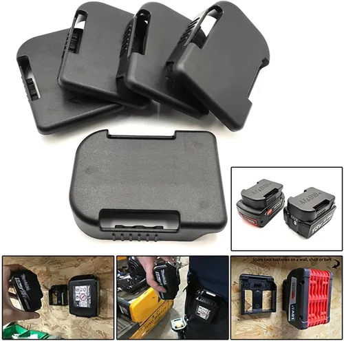 Vista 3 de Paquete de 5 estantes de almacenamiento de pared para baterías, soporte de batería compatible con Makita 18 V/para Bosch 18 V Li-ion