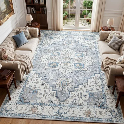 Vista 29 de jinchan Alfombra de área pequeña lavable floral vintage, alfombra de entrada simétrica de medio círculo de 2 x 3, alfombra de entrada suave de pelo