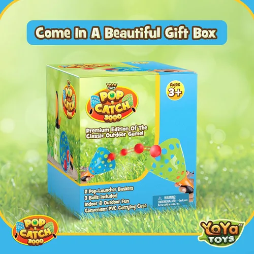 Vista 5 de YoYa Toys Juego de pelota Pop and Catch – Actividades de juego para niños en interiores y exteriores, juegos de atrapa para acampar, deportes