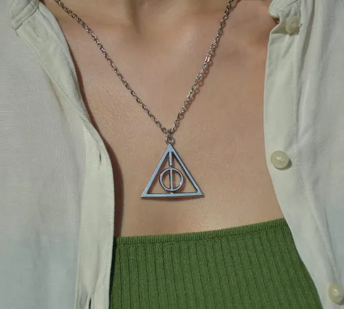 Vista 5 de GetMoving Collar de tiempo, collar con colgante de Hallows para mujer