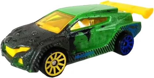 Vista 3 de Hot Wheels Cambiadores de color HWTF Loop Coupé ~ CFM46 - Coche verde oscuro, amarillo y azul