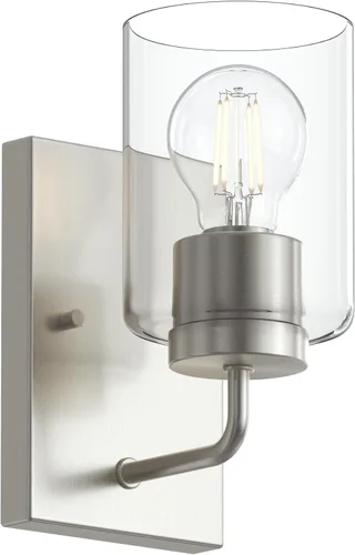 Vista 30 de Progress Lighting Merry Collection - Lámpara de tocador de baño de transición de cristal grabado en níquel cepillado (1 luz)