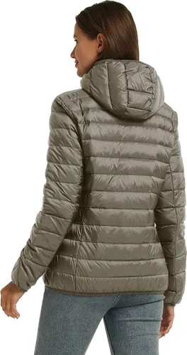 Vista 2 de Wantdo - Chaqueta de plumón con capucha para mujer, corta, ultraligera y plegable
