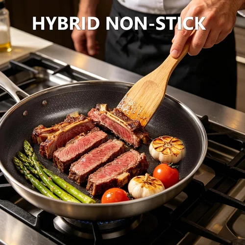 Vista 2 de imarku 10-Inch Hybrid Non Stick Frying Pan with Lid, Ceramic Coating