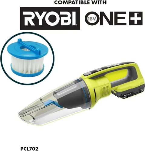 Vista 7 de Filtro de vacío Ryobi resistente al agua de repuesto A32F02, compatible con Ryobi 18V ONE+ aspiradora de mano húmeda y seca PCL702, vida útil