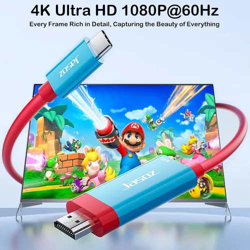 Vista 2 de KAGO Cable USB C a HDMI para Nintendo SwitchSwitch OLED, salida 4K HD de 6.6 ft6.6 pies, puerto de carga PD de 100 W, cable adaptador de TV
