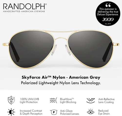 Vista 2 de Randolph USA Amelia Aviator Gafas de sol auténticas para mujer no polarizadas 100 UV