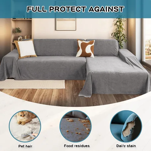 Vista 13 de MYSKY HOME Funda de Sofá Seccional para Perros, 2 Piezas Fundas de Sofá para Sofá en Forma de L, Funda de Sofá Lavable, Protector de Muebles Funda