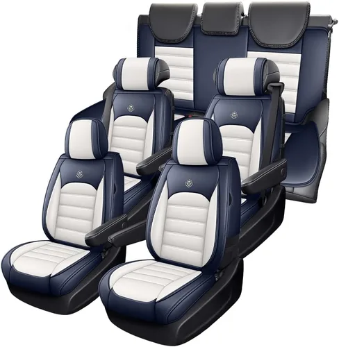 Vista 12 de JOJ Funda de asiento de automóvil para Ford Expedition 2007-2026, fundas de asiento de automóvil impermeables de cuero, juego completo, protector
