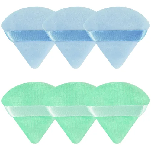 Vista 22 de 6 Piezas Borla de Polvo Triangular Esponja de Maquillaje Suave Borla de Maquillaje para Polvo Facial Base Cosmética Esponja Herramienta de Beige