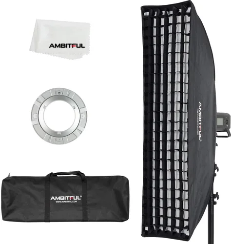 Vista 13 de AMBITFUL FW22x90 - Caja de luz rectangular de 8.7 x 35.4 in/9 x 35 pulgadas con rejilla de nido de abeja, caja de luz rectangular para flash