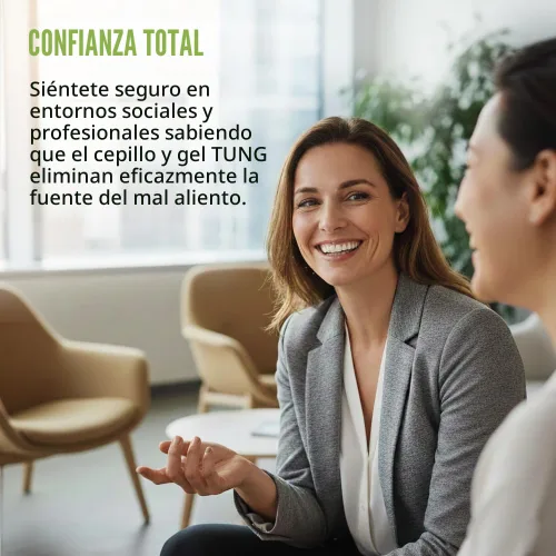 Vista 7 de Tung Kit de limpieza de lengua, cepillo y gel Tung, eliminador de olores para el mal aliento, defensa contra la halitosis, fabricado en Estados