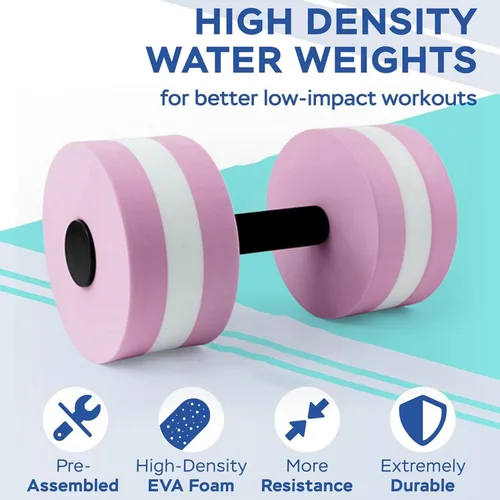 Vista 4 de Mancuernas de agua para ejercicio aeróbico de agua, mancuernas de espuma de resistencia para piscina, mancuernas acuáticas de EVA, barra de yoga