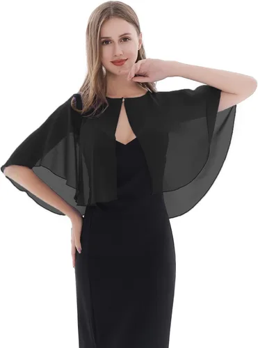 Vista 2 de Capelet de gasa para novia, chales suaves y envolturas para vestidos de mujer, accesorios