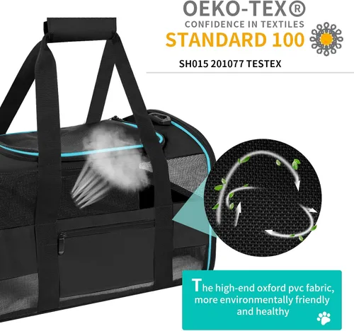 Vista 4 de Transportín para Gatos Transportín para Mascotas Aprobado por Aerolíneas para Perros Pequeños Gatos Cachorros Plegable de Lados Suaves Bolsa de Negro