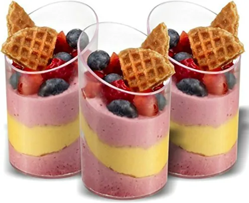 Vista 3 de Zappy taza de degustación/postre elegante, mini cilindro transparente 2.5 onzas, de plástico, Transparente