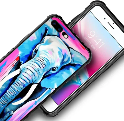 Vista 7 de Funda compatible con iPhone 8 Plus, diseño de elefantes africanos para iPhone 7 Plus, diseño de patrón a prueba de golpes, antiarañazos, carcasa