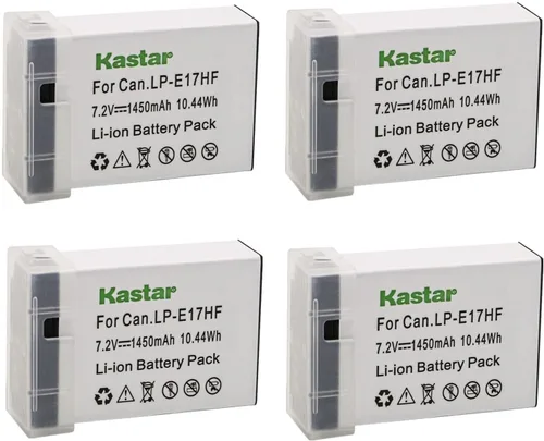 Vista 6 de [Totalmente decodificado] Kastar - Paquete de 1 batería de repuesto LP-E17HF para Canon LP-E17 LP-E17H 9967B02, cargador LC-E17 LC-E17E, Canon EOS