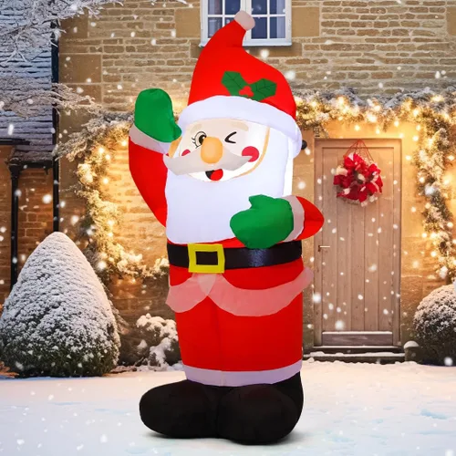 Vista 2 de COMIN Inflables de Navidad de 4.2 pies, Papá Noel, decoraciones al aire libre, con LED integrados para decoración de patio interior, césped, jardín