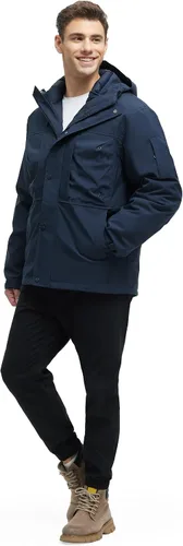 Vista 4 de Abrigos de invierno 3 en 1 para hombre, chaqueta de esquí resistente al agua, acolchada, con bolsillos múltiples, chaqueta cortavientos de algodón