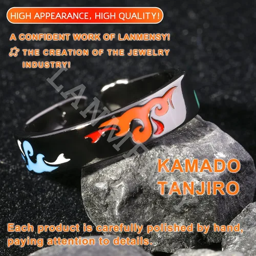 Vista 3 de LANMENSY Demon Slayer Anillos de anime Joyería original de plata de ley 925 "All24 estilos" nuevo Tamaño ajustable Kimetsu No Yaiba Cosplay Moda
