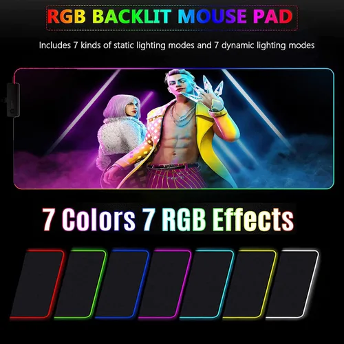 Vista 2 de Alfombrilla de ratón Game Dead by Daylight RGB para videojuegos para videojuegos computadora gamer XXL iluminación LED grande colorida luminosa 3543