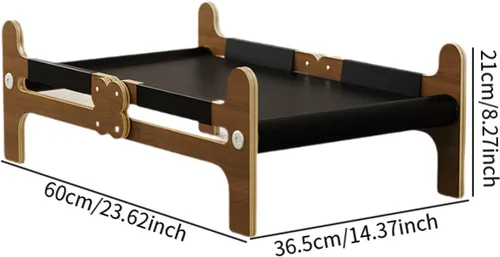 Vista 4 de Hamaca de madera para gatos, cama para dormir, suministros suaves elevados, sofá transpirable, muebles para mascotas, cama para gatos