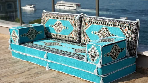 Vista 3 de arabicsofa Turquoise Turkish Floor Sofas, 8" Thickness Floor Couch, Reading Sofa Pillow, Window Seat, Bench Cushion, Meditation Yoga Loveseat