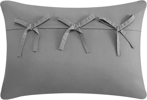 Vista 5 de Chic Home Brice - Juego de edredón de 4 piezas con diseño bordado plisado, funda de almohada decorativa incluida, individual, gris