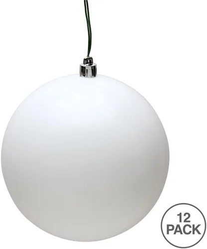 Vista 2 de Vickerman Adornos de bola de plástico de 2.75 pulgadas en blanco mate (juego de 12)