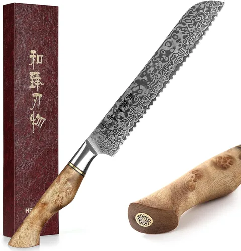 Vista 18 de HEZHEN Cuchillo utilitario de 5 pulgadas con filo de navaja - Acero de Damasco con patrón de rosa multifuncional VG10 cuchillo profesional
