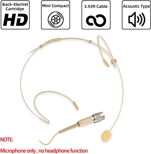 Vista 2 de Micrófono para auriculares discretos con micrófono para audio Technica Wireless System Bodypack Transmisor, ideal para conferencias, actuación