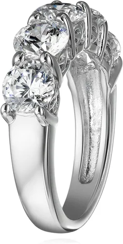 Vista 2 de Amazon Essentials Anillo de plata de ley de cinco piedras con circonita cúbica de corte redondo Infinite Elements (anteriormente colección Amazon)