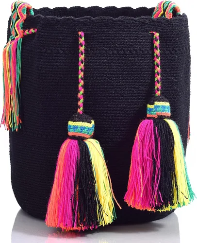 Vista 3 de Wayuu Classic Boho Collection - Bolso de mano tejido de ganchillo para playa