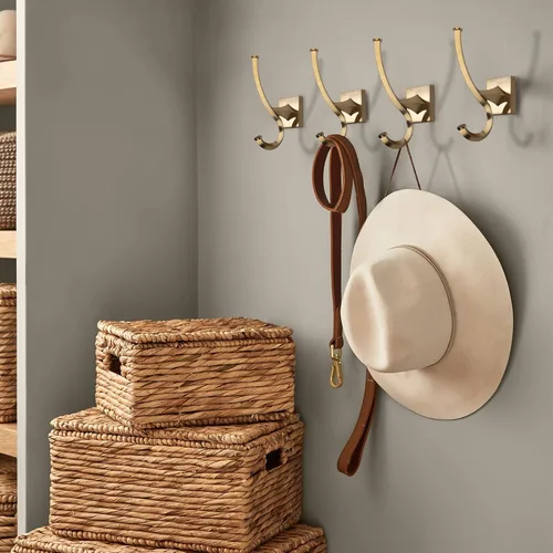 Vista 4 de TUNNY Paquete de 2 Ganchos de Pared Vintage - Ganchos para Abrigos Dorado Champán Gancho para Toallas para Colgar de Servicio Pesado Gancho de Baño