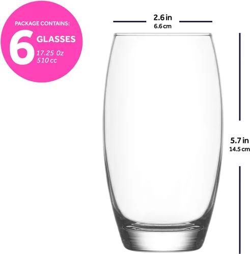 Vista 7 de LAV Juego de 12 vasos de vidrio transparente y vasos altos, juego completo de cristalería para beber