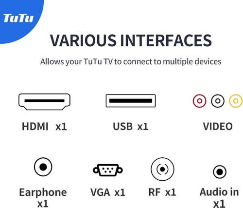 Vista 6 de TuTu TV LED de 22 pulgadas, TV de pantalla plana FHD 1080P con audio Dolby con HDMI, USB, VGA, RCA, TV o monitor no inteligente para habitación