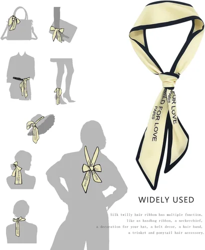 Vista 33 de Women's Designer Neckerchief Handbag Handle Ribbon Fashion Scarf Letter Printed Hair Tie