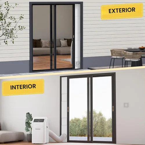 Vista 8 de Kit de aire acondicionado portátil para puerta corrediza, paquete de 6 rejillas de ventilación de puerta de CA, longitud máxima ajustable, kit
