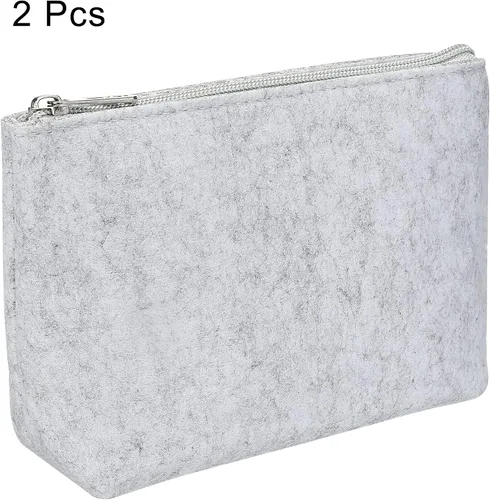 Vista 3 de PATIKIL Estuche de fieltro para lápices, paquete de 2 unidades, bolsa de almacenamiento de artículos de papelería con cremallera para organizador