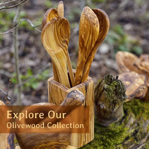 Vista 5 de Forest Decor Juego de cucharas de madera de olivo para cocinar, cuchara de madera antiadherente hecha a mano para utensilios de cocina, utensilios