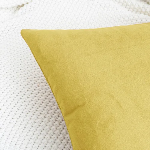 Vista 4 de HWY 50 fundas de almohada decorativas de terciopelo sólido para sofá, sala de estar., Terciopelo, Amarillo, 18x18 pulgadass