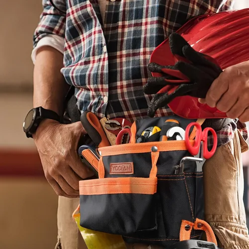 Vista 8 de YOOFAN Bolsa de herramientas - Cinturón de herramientas para electricista, carpintero, técnico de construcción, jardinería, accesorios de trabajo
