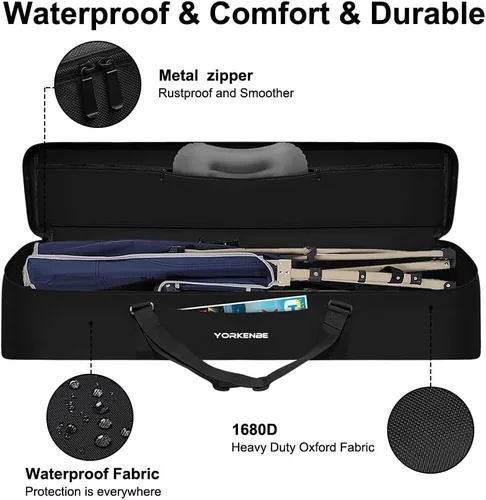 Vista 3 de Bolsa de repuesto para silla de campamento, bolsa extra grande con cremallera de 42 pulgadas, funda de transporte plegable impermeable con correa